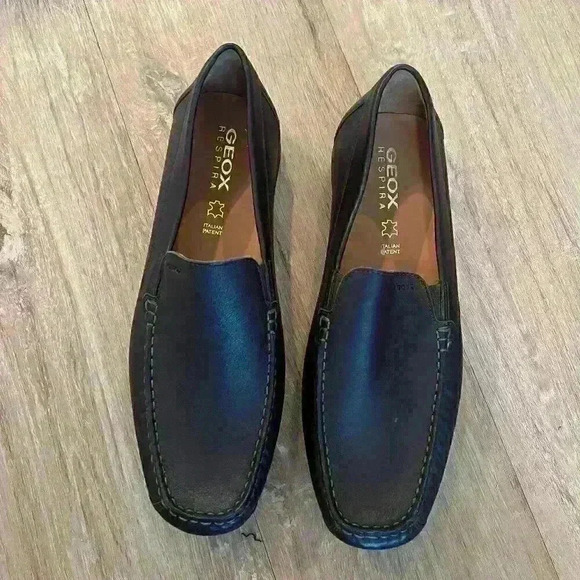 Mens Geox Brown Leather slip on loafers Size - 44/US 11 NWOB - Picture 1 of 6